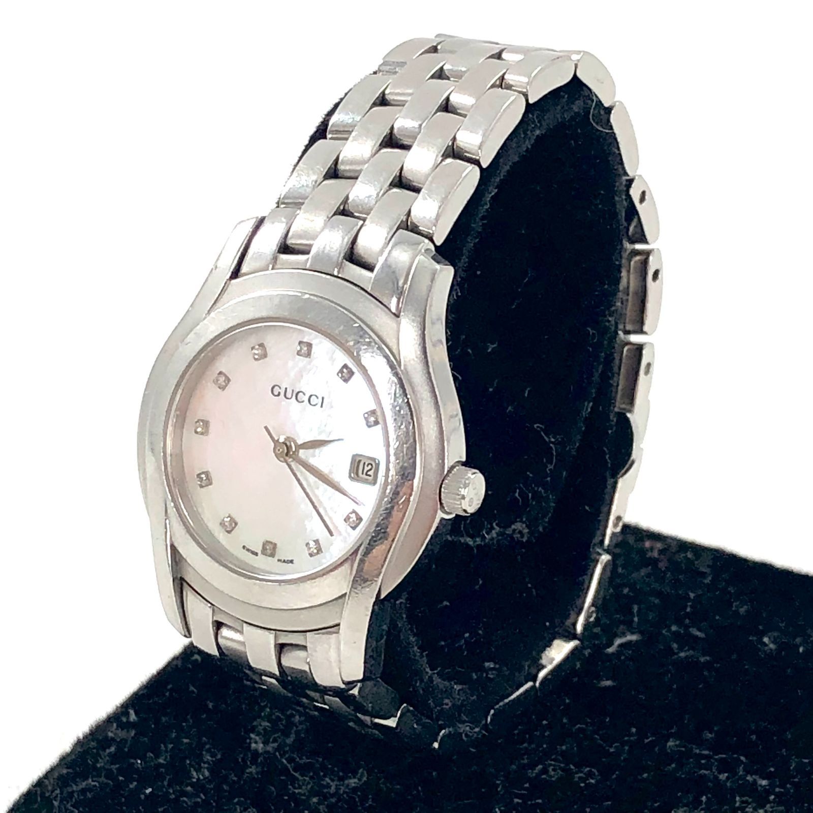GUCCI グッチ 5500L QZ|SS ホワイトシェル文字盤 11Pダイヤ レディース 稼働品 OE-902