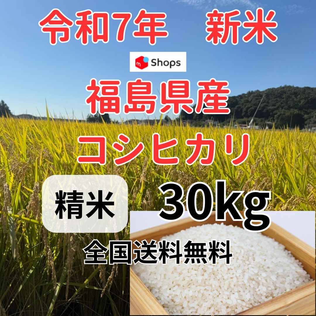 新米 令和7年度 精米30kg 福島県産コシヒカリ 農家直送 至福の甘みと旨み