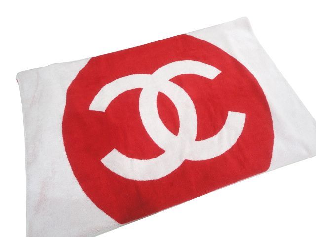 残り1点！　CHANEL ロゴ バスタオル ホワイト Used 展示品】 シャネル CHANEL ノベルティ バスタオル 100周年