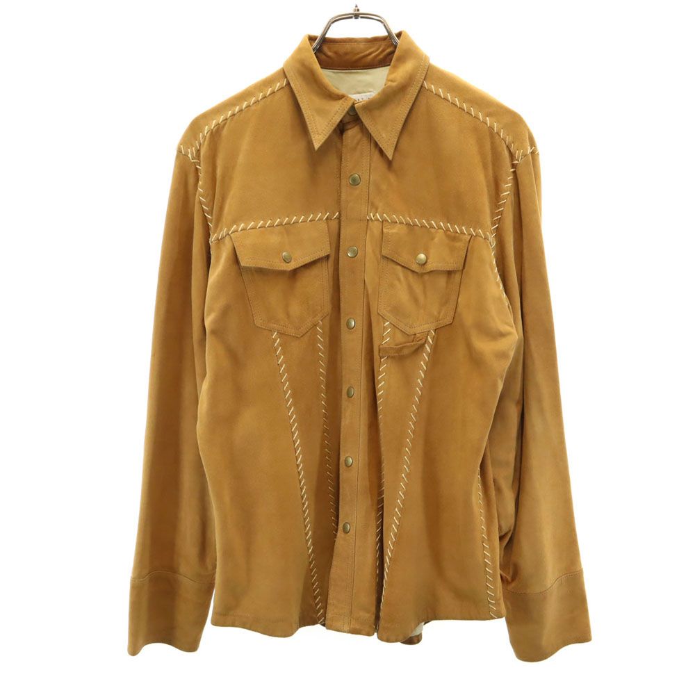 ポールスミス 長袖 羊革 スエードレザー ウエスタンシャツ L キャメル Paul Smith メンズ