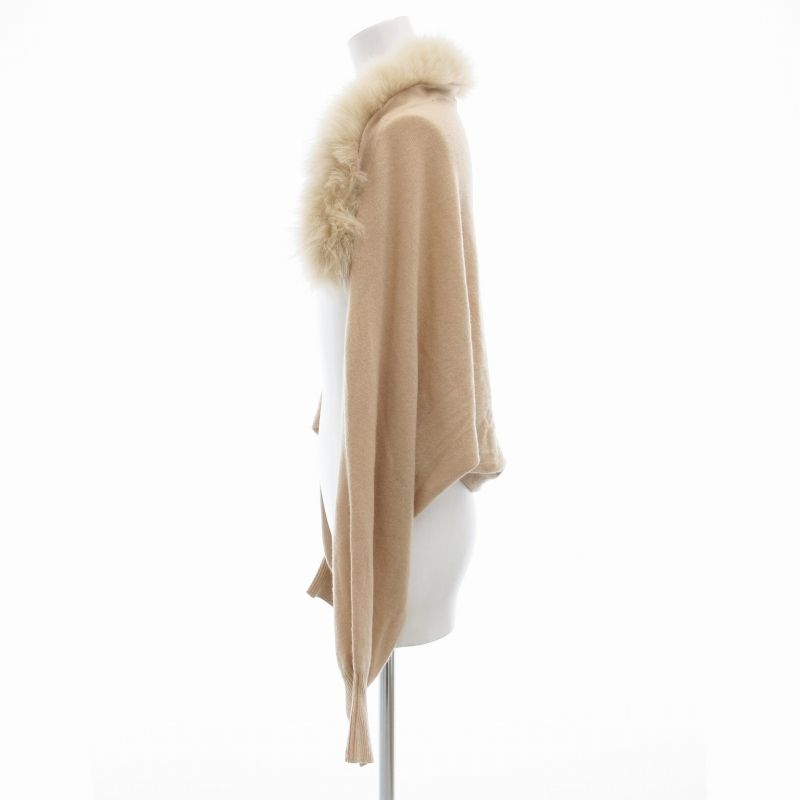 トゥービーシック TO BE CHIC カーディガン ボレロ ニット 長袖 カシミヤ フォックスファー付 V ベージュ /GV レディース トゥービーシック TO BE CHIC カーディガン ボレロ ニット 長袖