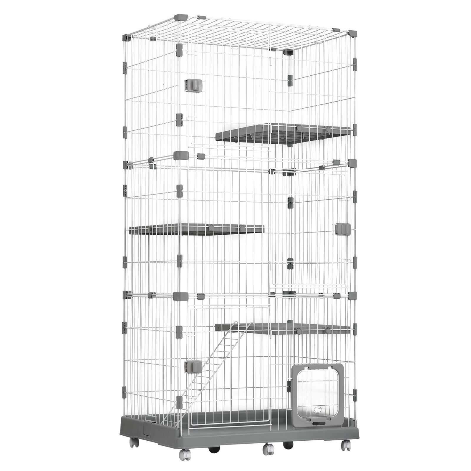 猫 ケージ トイレ付 ハンモック付 収納型 キャットケージ 3段 1段2段