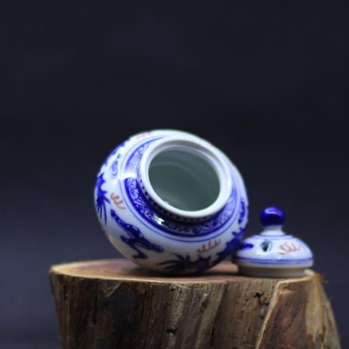 景徳鎮 青花双鳳紋三足香炉 奉納工芸置物 青花双鳳紋三足香炉 焼香炉 奉納香炉景徳鎮 陶磁器 現代