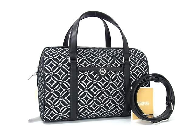 MICHAEL KORS マイケルコース キャンバス×レザー 2WAY トートバッグ ショルダー ブラック系×シルバー系 BJ9382