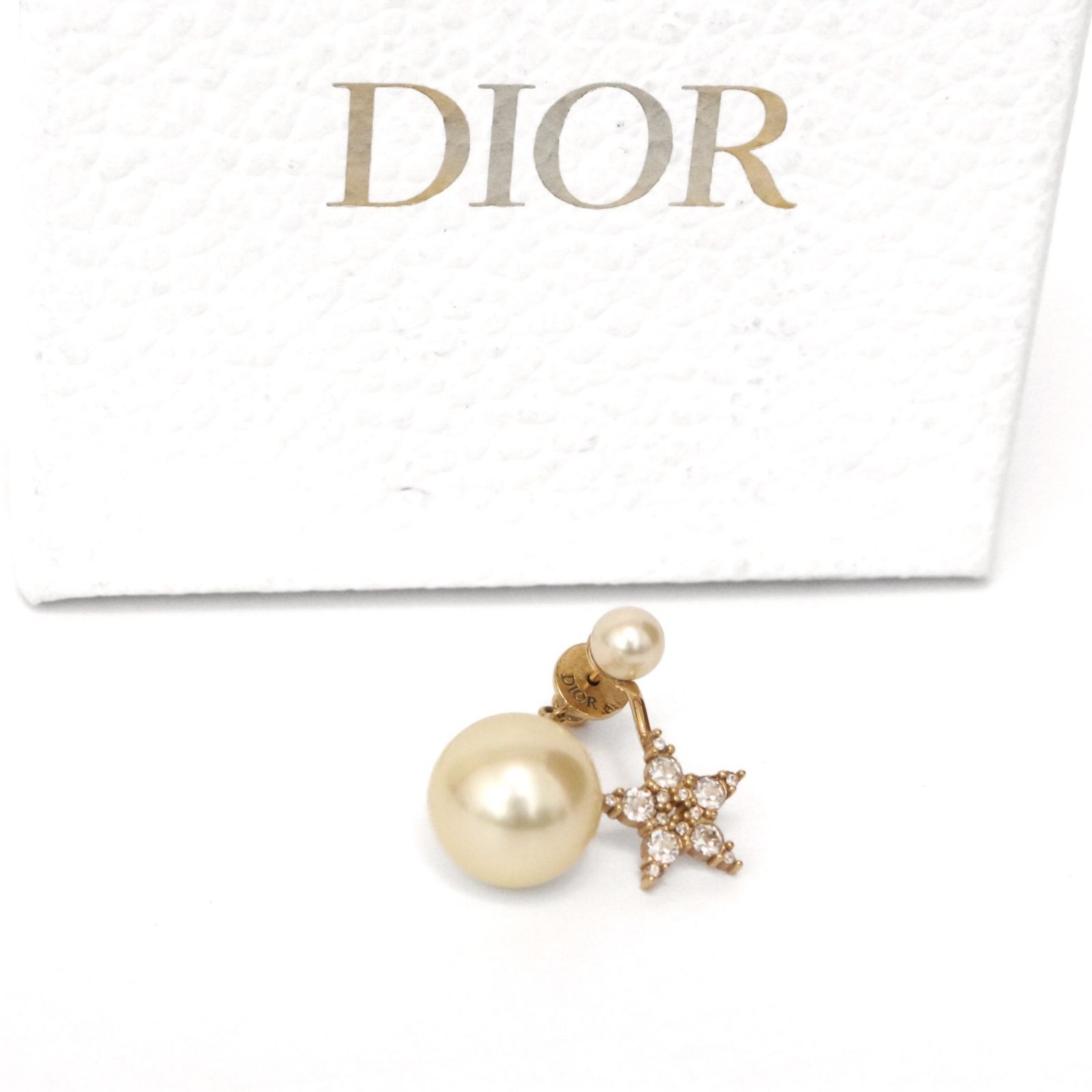 クリスチャン ディオール ピアス 片耳用 アクセサリー Pierce パール スター ラインストーン メタル 金 ゴールド Christian Dior