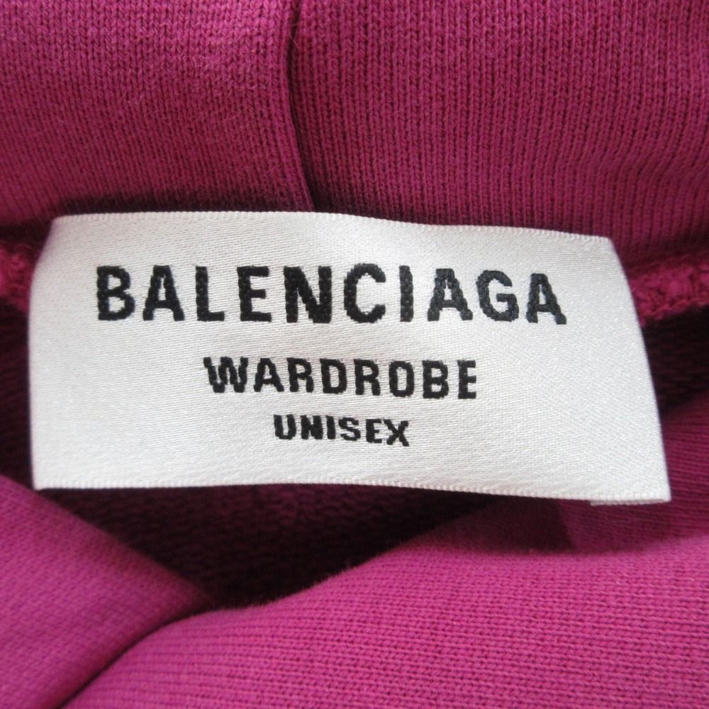 美品 22SS BALENCIAGA バレンシアガ ユーズド加工 キャンペーンロゴ刺繍 スウェットパーカー オーバーサイズ XXS ピンク系 メンズ レディース 古着 中古 美品 22SS BALENCIAGA バレンシアガ ユーズド加工 キャンペーン