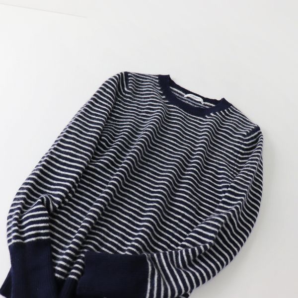 ANSPINNEN　スピネン　ファインソフトカシミヤ　クルーネックボーダー　38 ANSPINNEN スピネン ファインソフトカシミヤ クルーネックボーダー 38