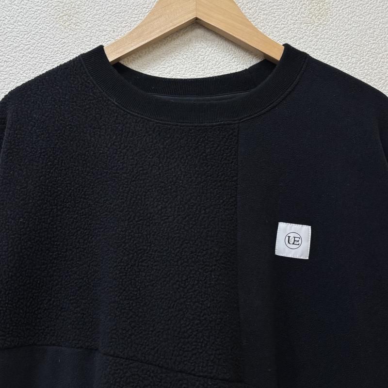 uniform experiment ユニフォームエクスペリメント トレーナー 長袖 UE-212028 ポーラテック フリース パッチワーク クルーネック トレーナー 黒 ブラック