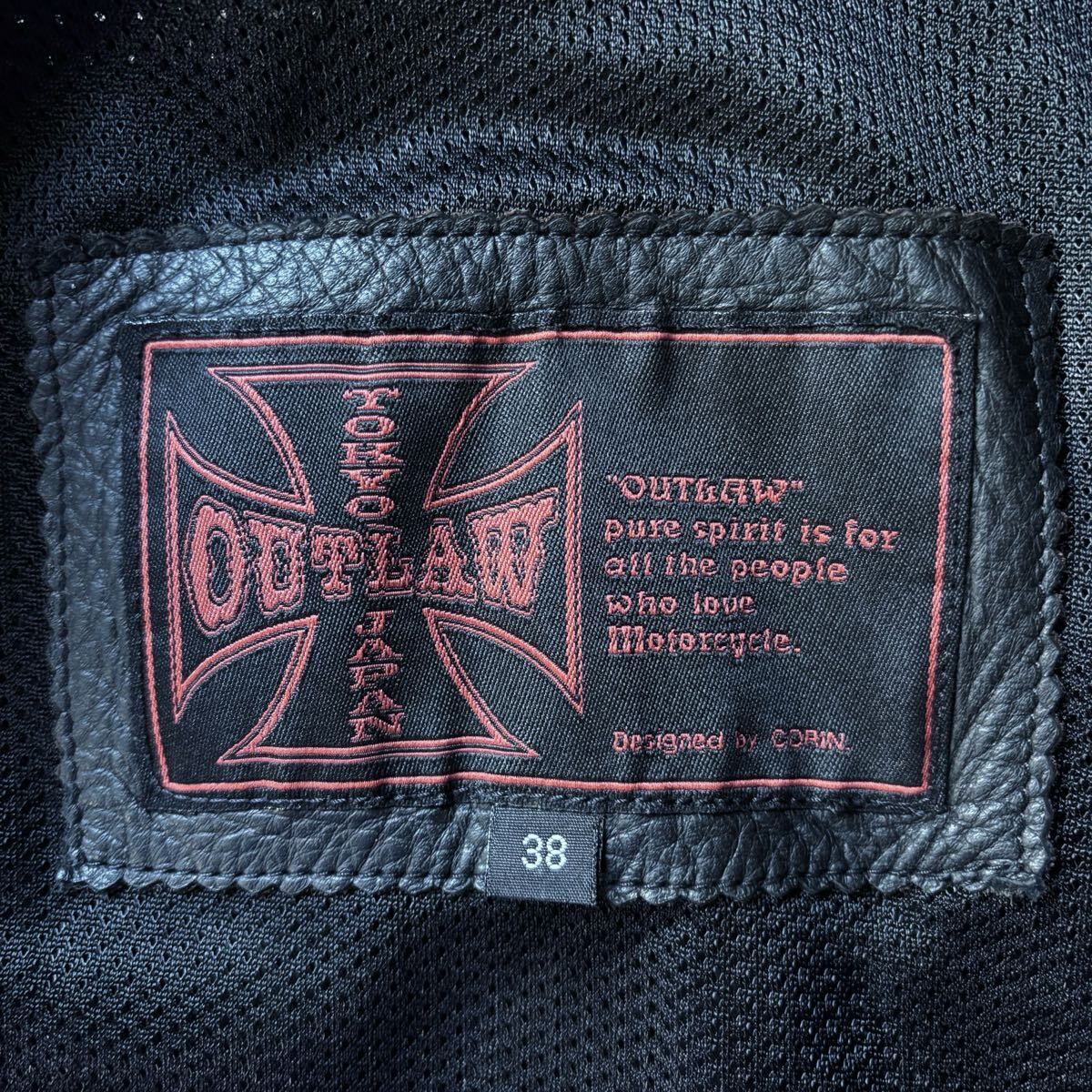 OUTLAW アウトロー 牛革 オールレザー パンチングレザー 半袖