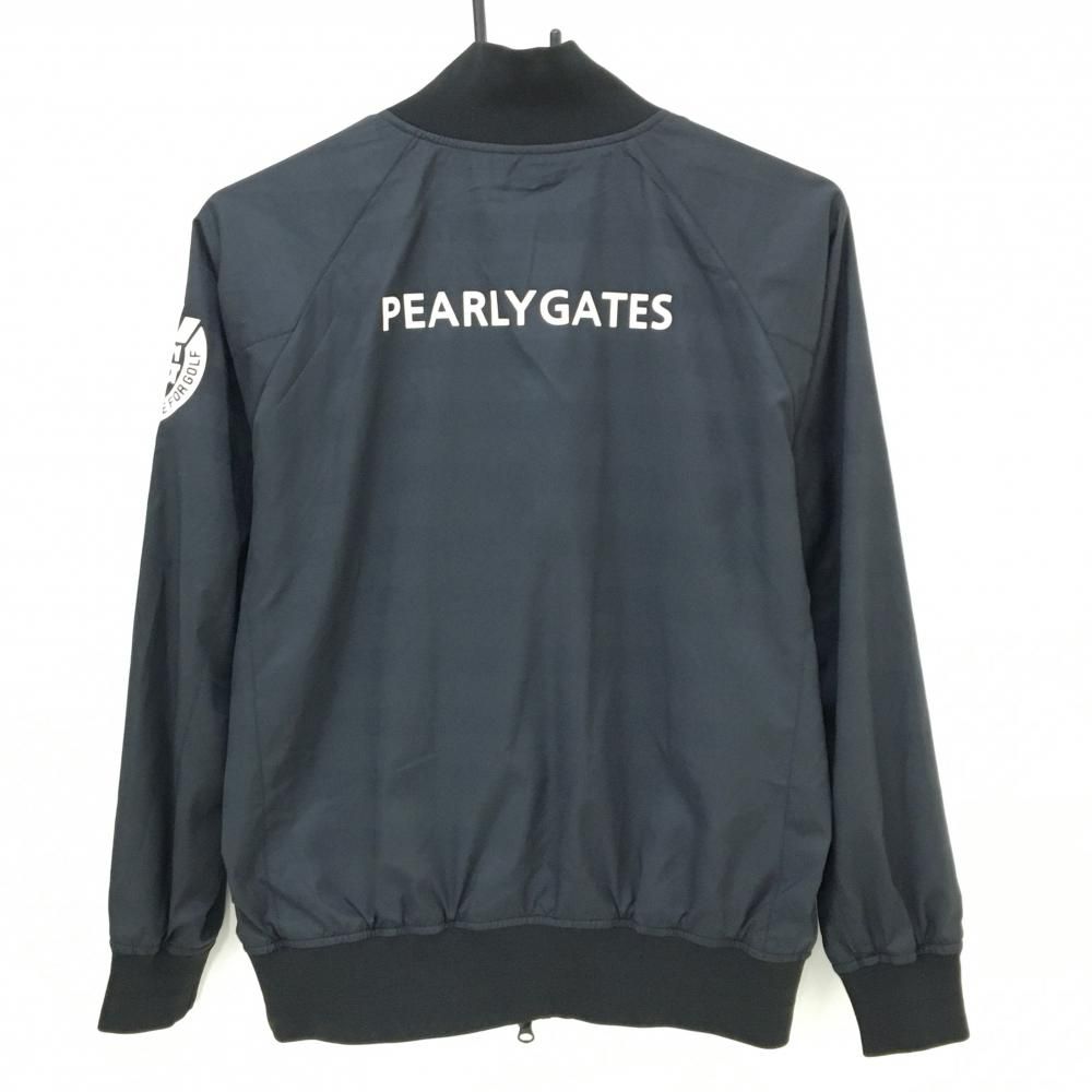 パーリーゲイツ ジャケット 黒 ボーダー地模様 蓄熱裏地 裏地ロゴ総柄 レディース 0 S ゴルフウェア PEARLY GATES