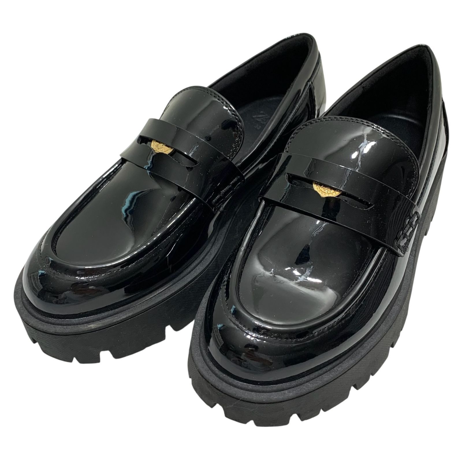 美品】ZARA ザラ (24.5) コインローファー エナメル トラック