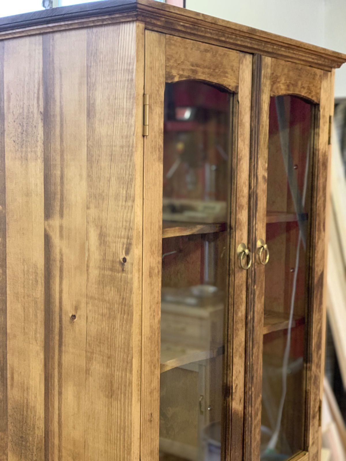 アンティーク 調】ガラスキャビネット2D・食器棚 キッチンキャビネット