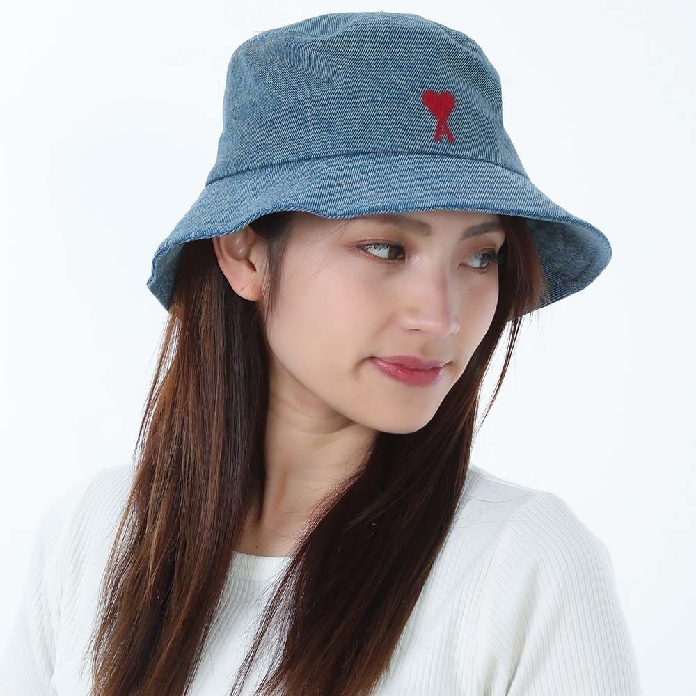 アミパリス　バケットハット　デニム 新品 AMI PARIS アミパリス UHA246.DE0046 480 USED BLUE 帽子