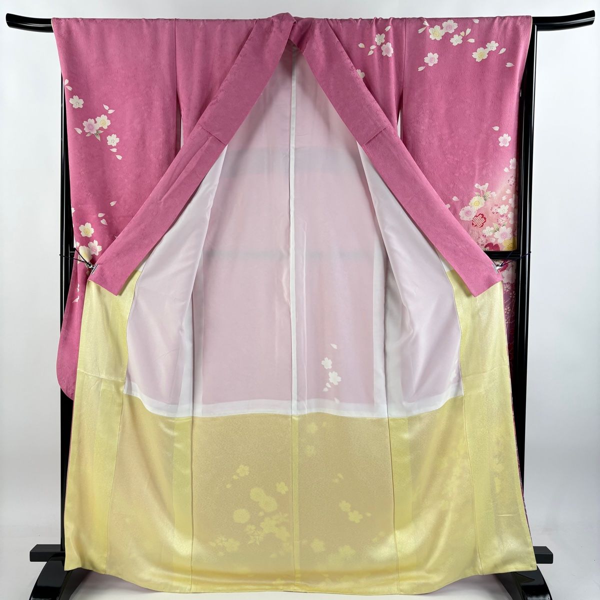 振袖 身丈168cm 裄丈68.5cm L 袷 菊 金彩 ぼかし ピンク 正絹 名品