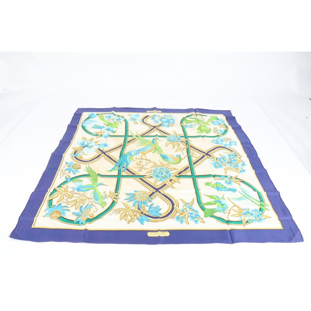 エルメス カレ 90 Caraibes カリブの鳥 シルク スカーフ シルク Cマーク 絹 ストール 大判 レディース RUE CV29-5