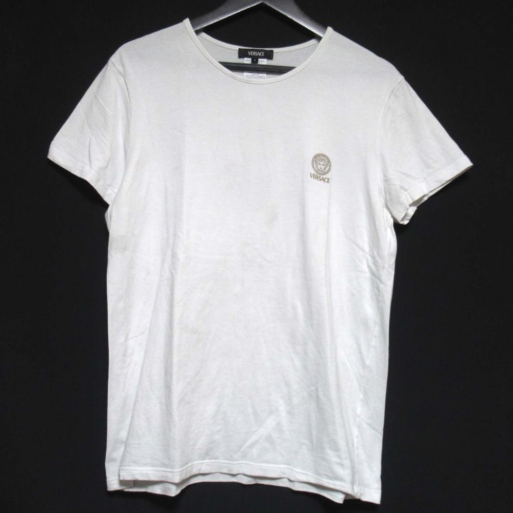 良品 VERSACE ヴェルサーチ 2023年モデル メデューサプリント ショートスリーブ 半袖 Tシャツ AUU01005 1A10011 Sサイズ ホワイト メンズ 古着 中古 USED