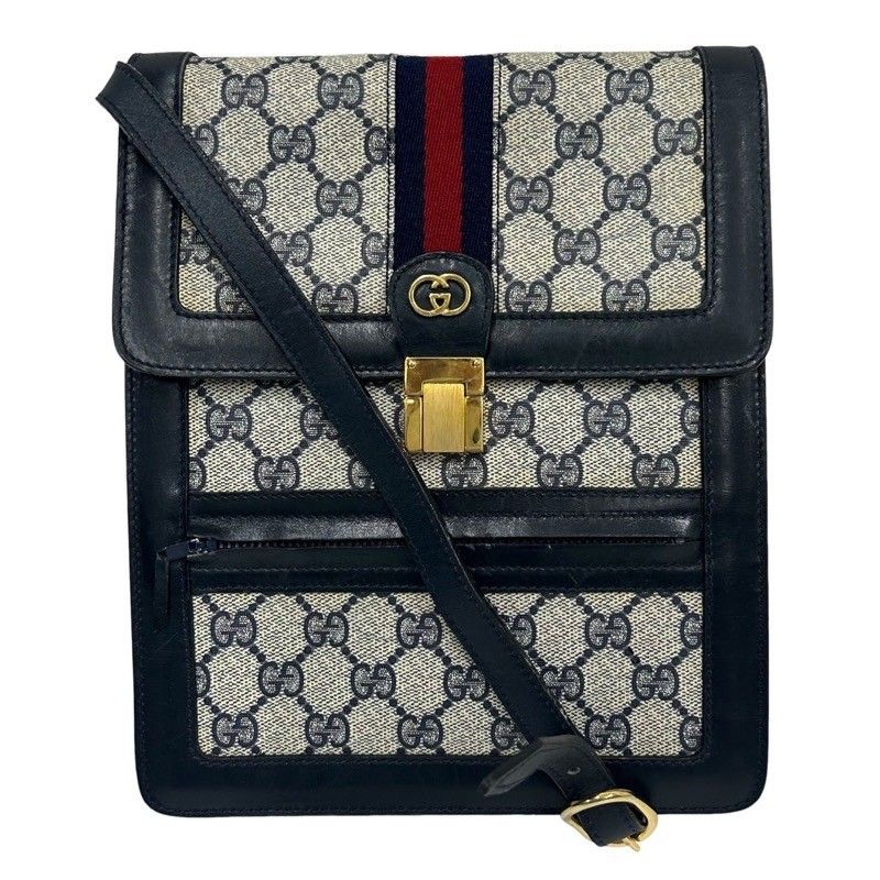 GUCCI グッチ オールドグッチ シェリーライン ネイビー PVC