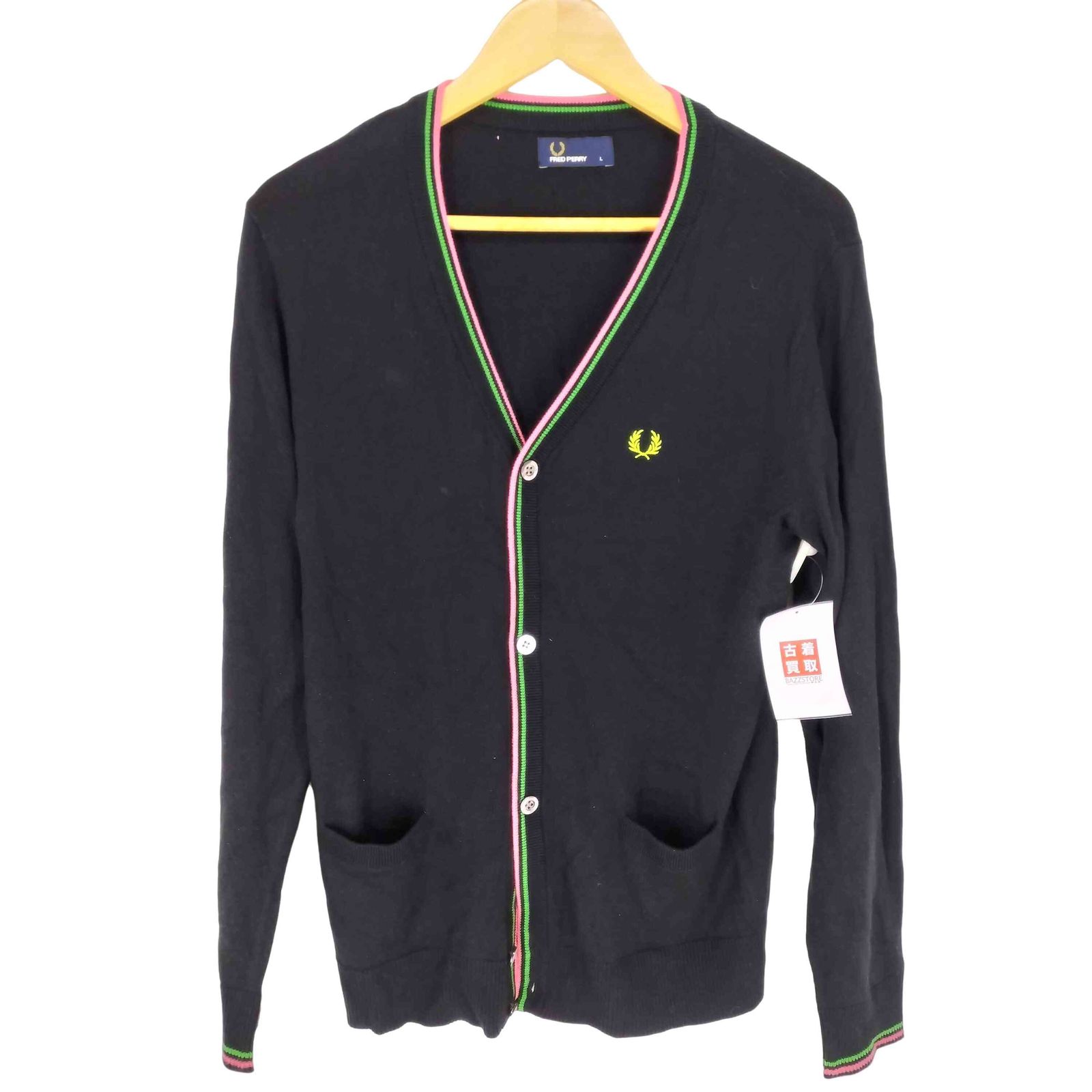 ■FRED PERRY カーディガン Lサイズ 未使用 フレッドペリー FRED PERRY ラインデザインカーディガン メンズ L