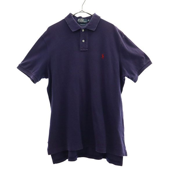 ポロバイラルフローレン ロゴ刺繍 半袖 ポロシャツ L ネイビー Polo by Ralph Lauren CUSTOM FIT 鹿の子地 メンズ 【中古】  【230827】