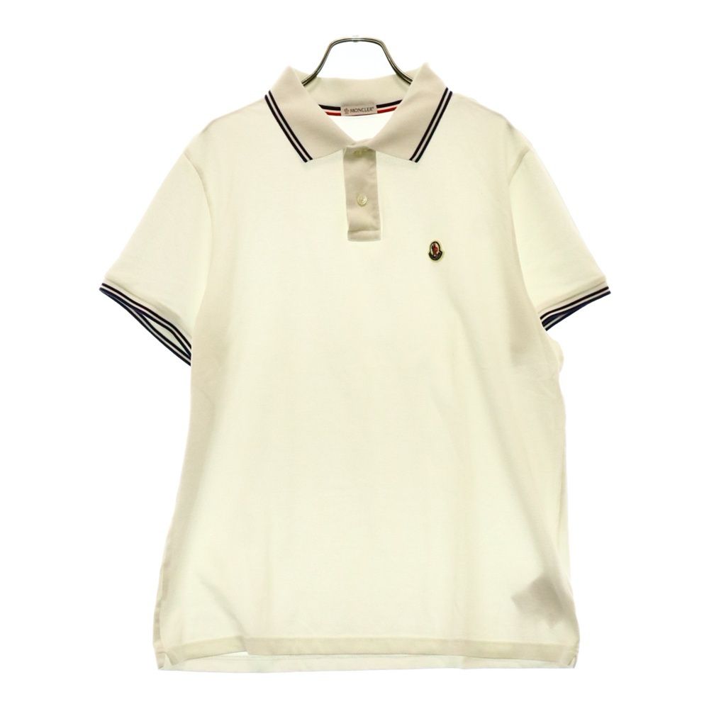 MONCLER (モンクレール) ロゴワッペン コットンポロシャツ 半袖シャツ ホワイト G10918A70600