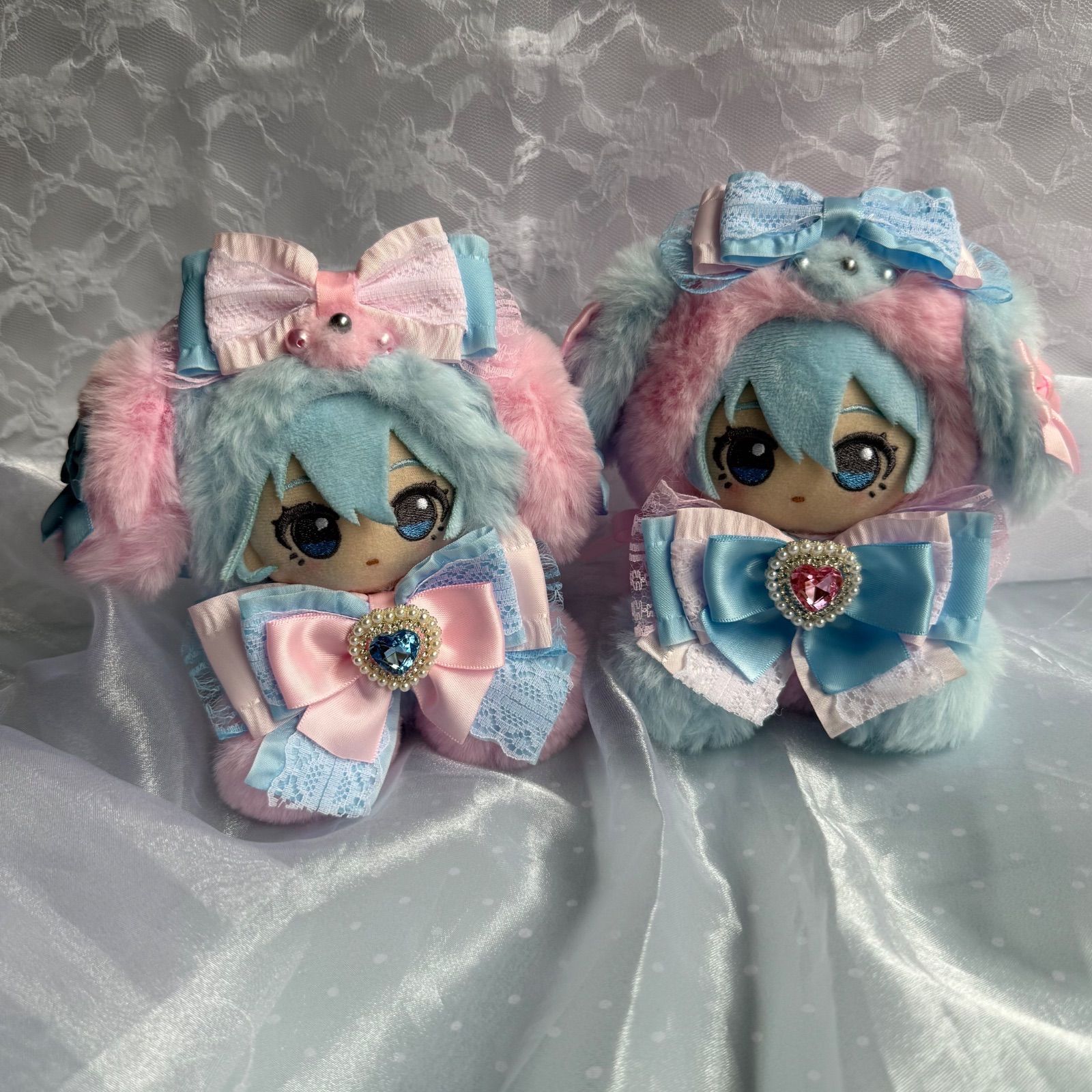 おすわりぬい服 ピンク 水色 ねこ ちびぐるみサイズ 11cm くろねこ ちびぐるみ おすわりぬい服 : ぬい服