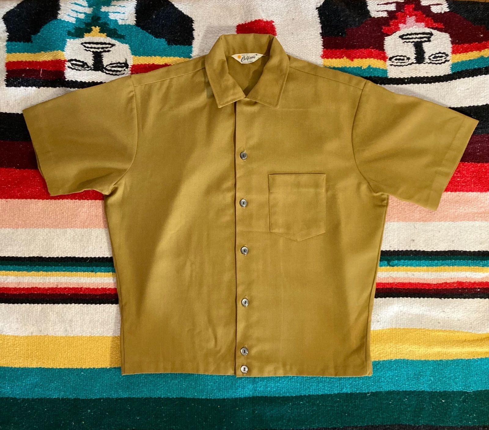 60s オープンカラーシャツ 半袖シャツ カルフォルニア CALIFORNIA 60s カリフォルニア製 オープンカラーシャツ レーヨン 半袖 刺繍