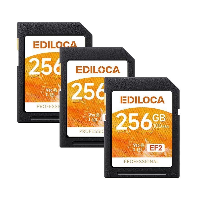 ♥品 Ediloca EF2 3枚セット 256GB SDカード UHS-I Class10 U3 V30 高速 最大読取速度 100MB|s 最大書込速度 90MB|s メモリカード 4K|フルHD対応 0