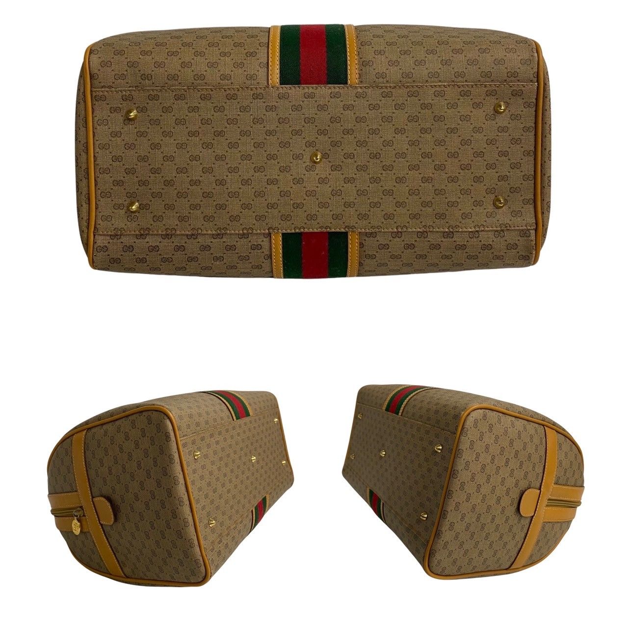 ほぼ未使用 GUCCI オールドグッチ グッチ ヴィンテージ シェリーライン マイクロGG ロゴ レザー ハンドバッグ ボストンバッグ 茶 27797  - メルカリ