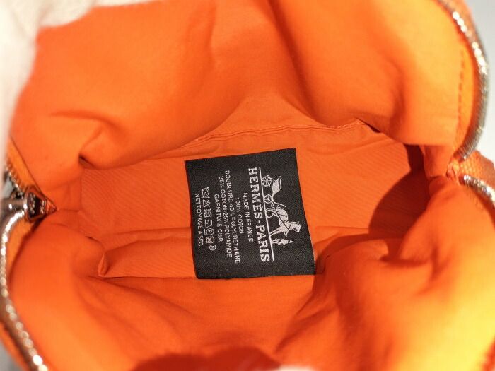 中古】HERMES ボリードポーチ16 ミニミニ キャンバス オレンジ系  