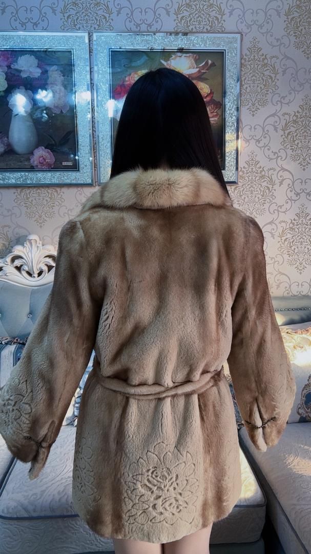 上セーブルファー襟 上質シェアードミンクコートファーコート