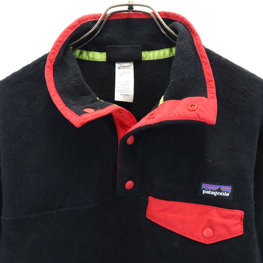 パタゴニア 2013年製 シンチラ スナップT ハーフボタン フリースジャケット S 黒 patagonia FA13 レディース 古着