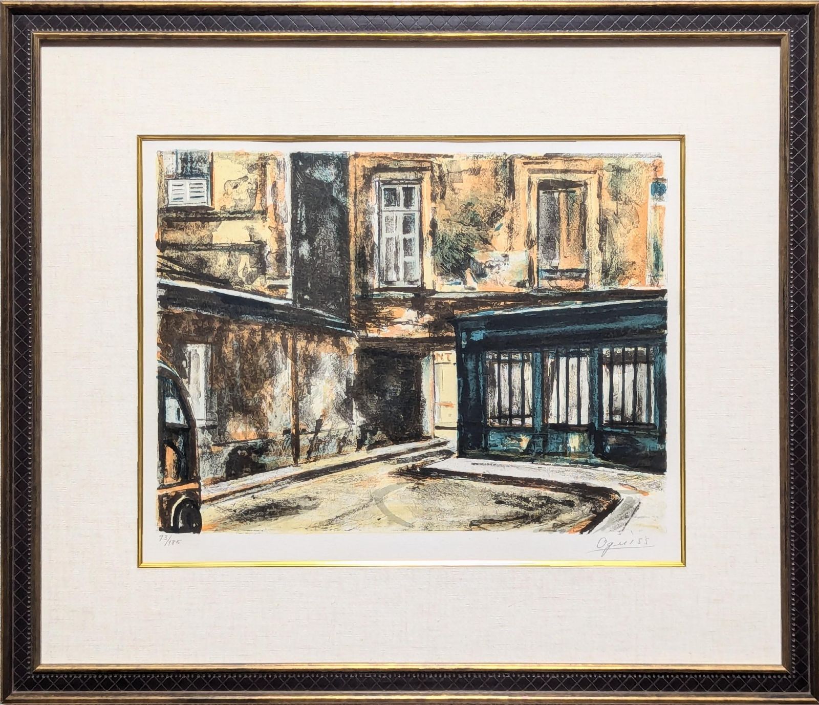 真作 直筆サイン 荻須高徳 通り道 リトグラフ