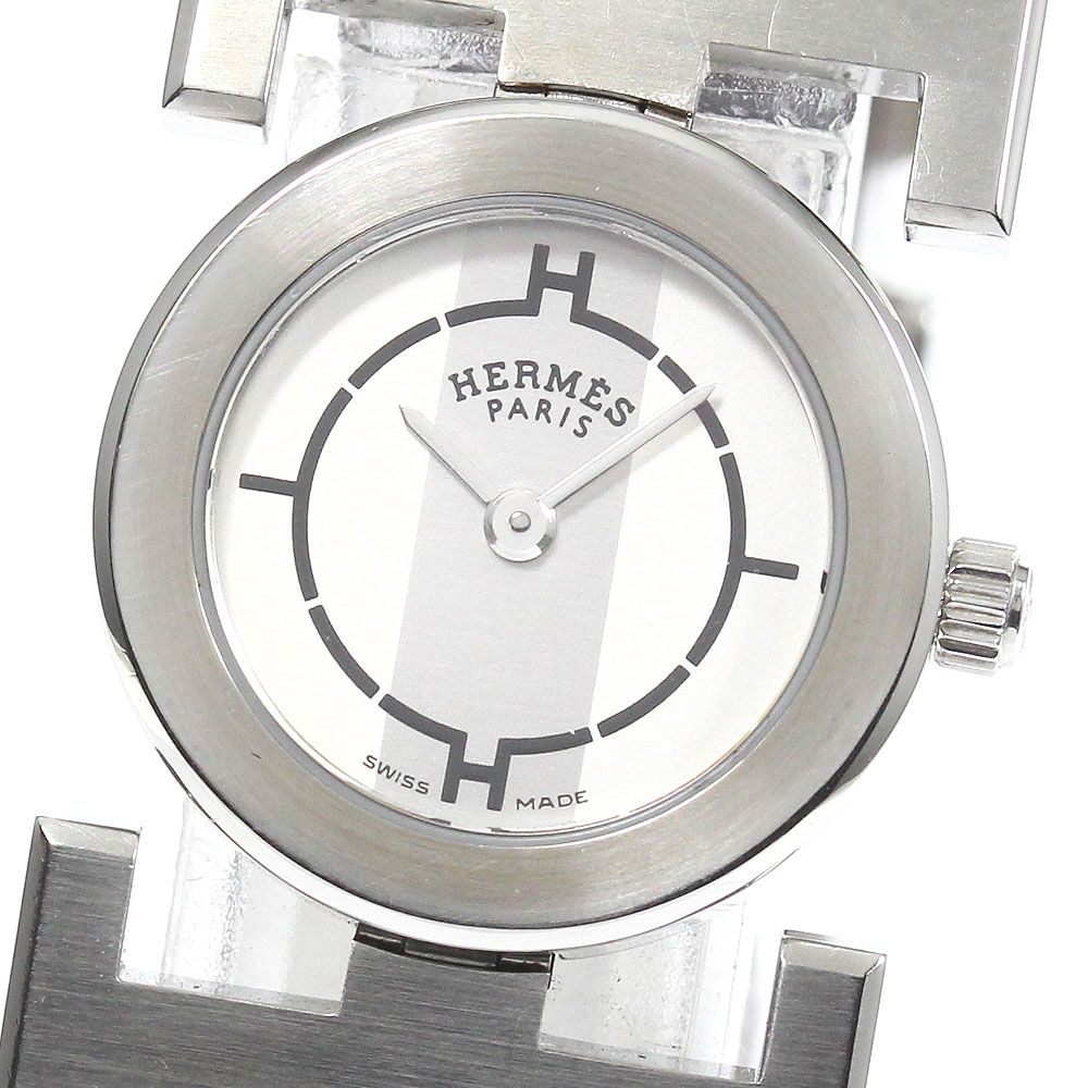 動作品　HERMES パプリカ　シルバー ラウンドフェイス 時計 動作品 HERMES パプリカ シルバー ラウンドフェイス 時計