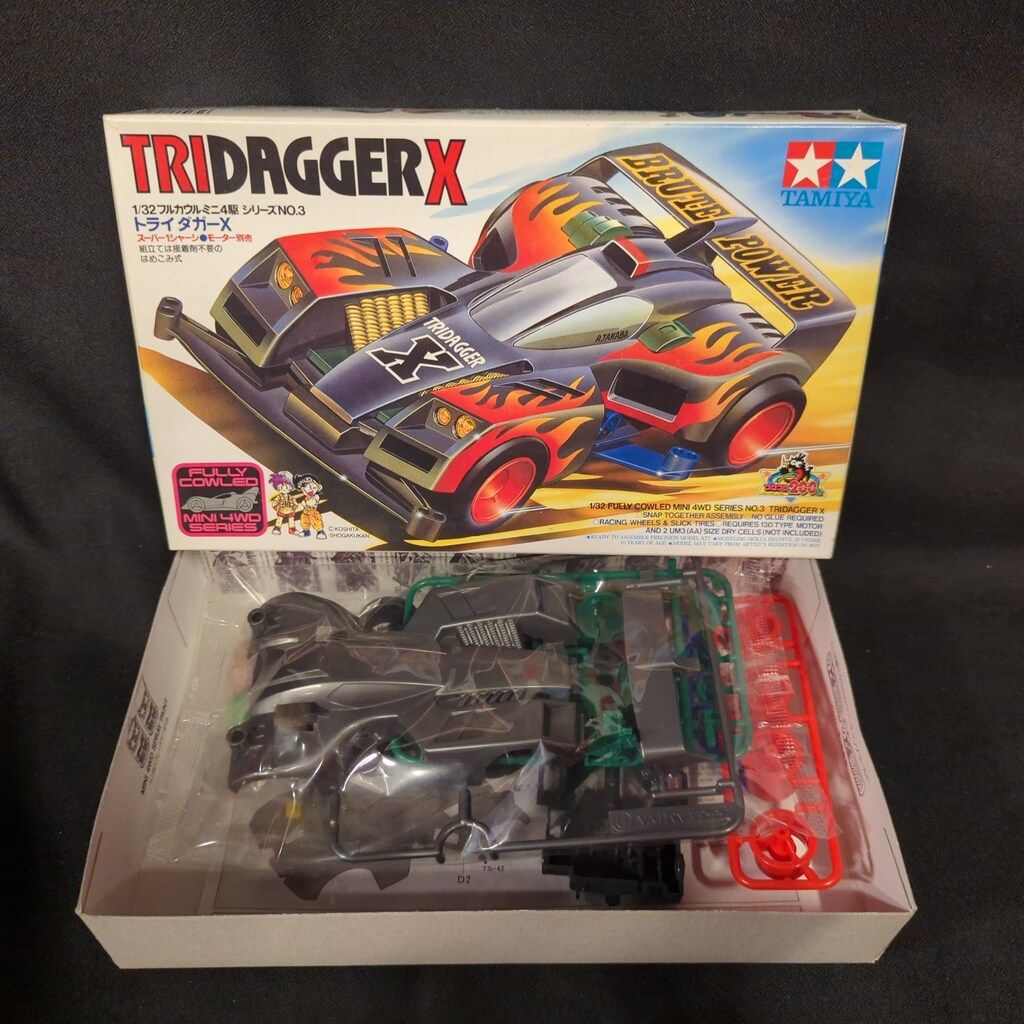 (未使用･未開封品)　タミヤ フルカウルミニ四駆シリーズ No.03 トライダガーX (スーパー1シャーシ) 19403 df5ndr3 タミヤ フルカウルミニ四駆 No.3 日本製 トライダガーX(スーパー