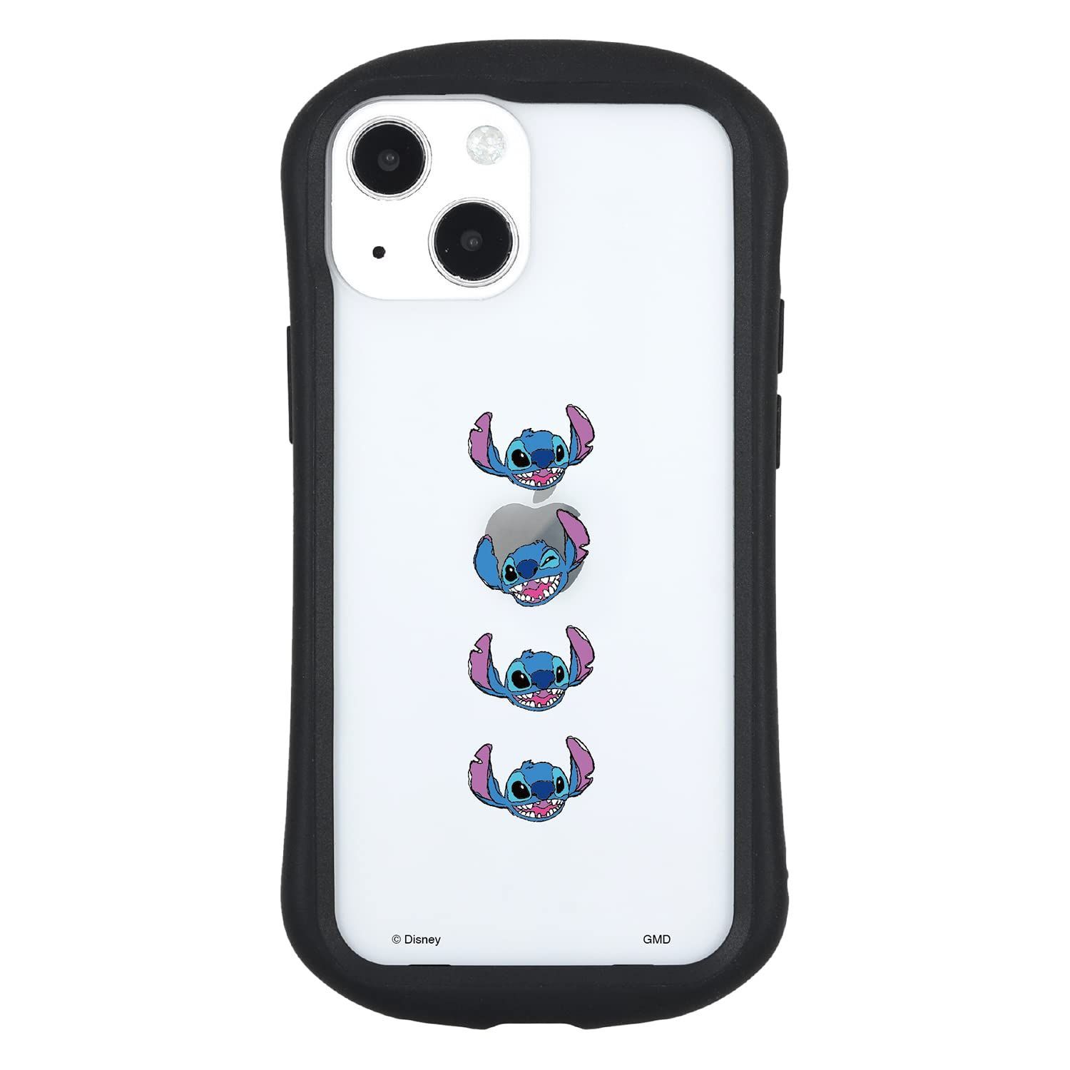 【在庫処分】スティッチ／iPhone13 mini/12 グルマンディーズ mini(5.4インチ)対応 ハイブリッドクリアケース フェイス DN-946B