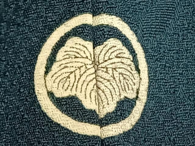 平和屋着物▽上質な色無地 単衣 枝葉地紋 高麗納戸色 正絹