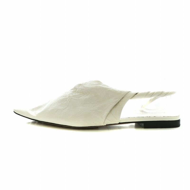 ボッテガヴェネタ BOTTEGA VENETA フラットサンダル スリングバッグ ポインテッドトゥ レザー 36.5 23.5cm 白 ホワイト AN11