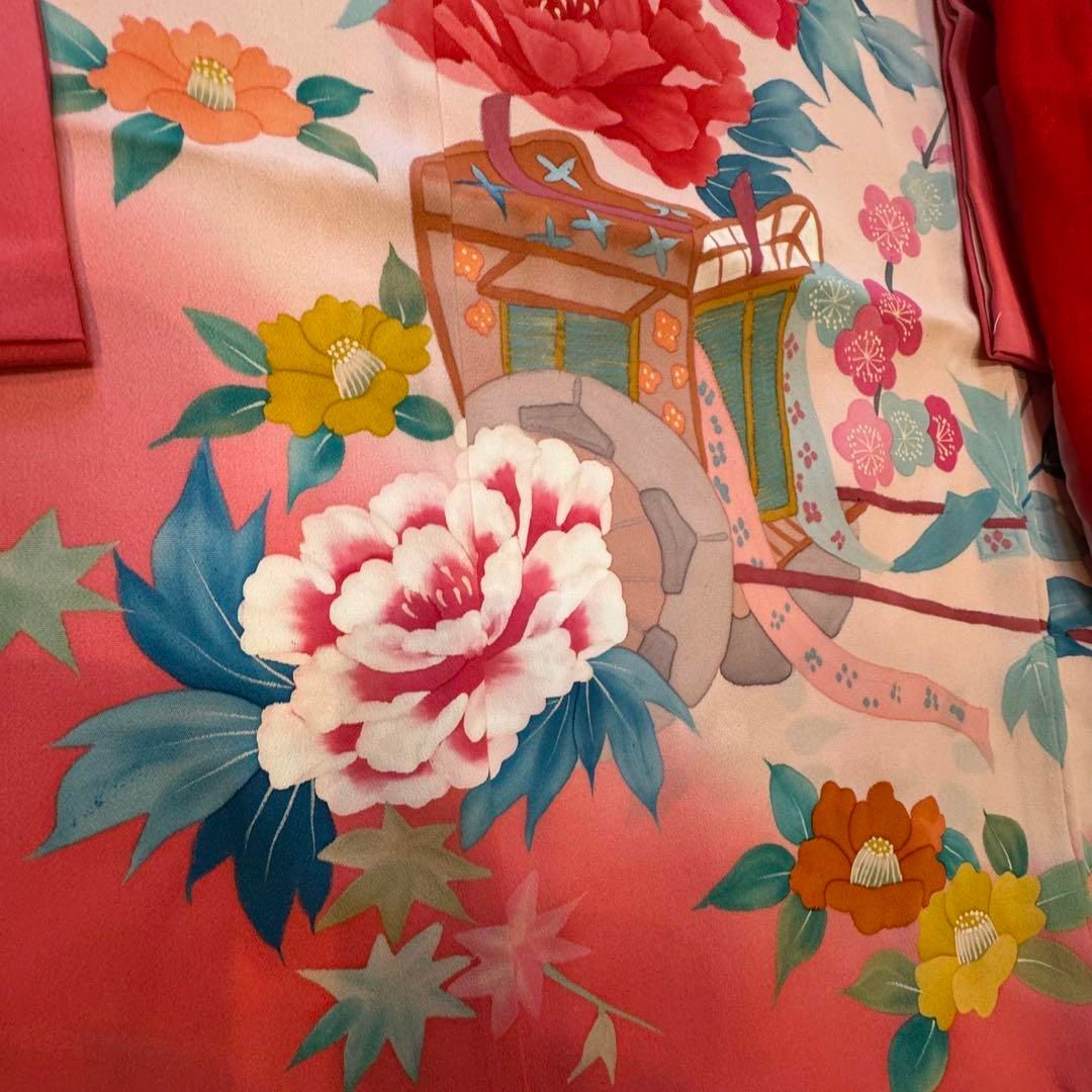 U 超美品　七五三　7歳　フルセット　女の子　子供　着物　手書き友禅　ピンク U 超美品 七五三 7歳 フルセット 女の子 子供 着物 手書き友禅 ピンク