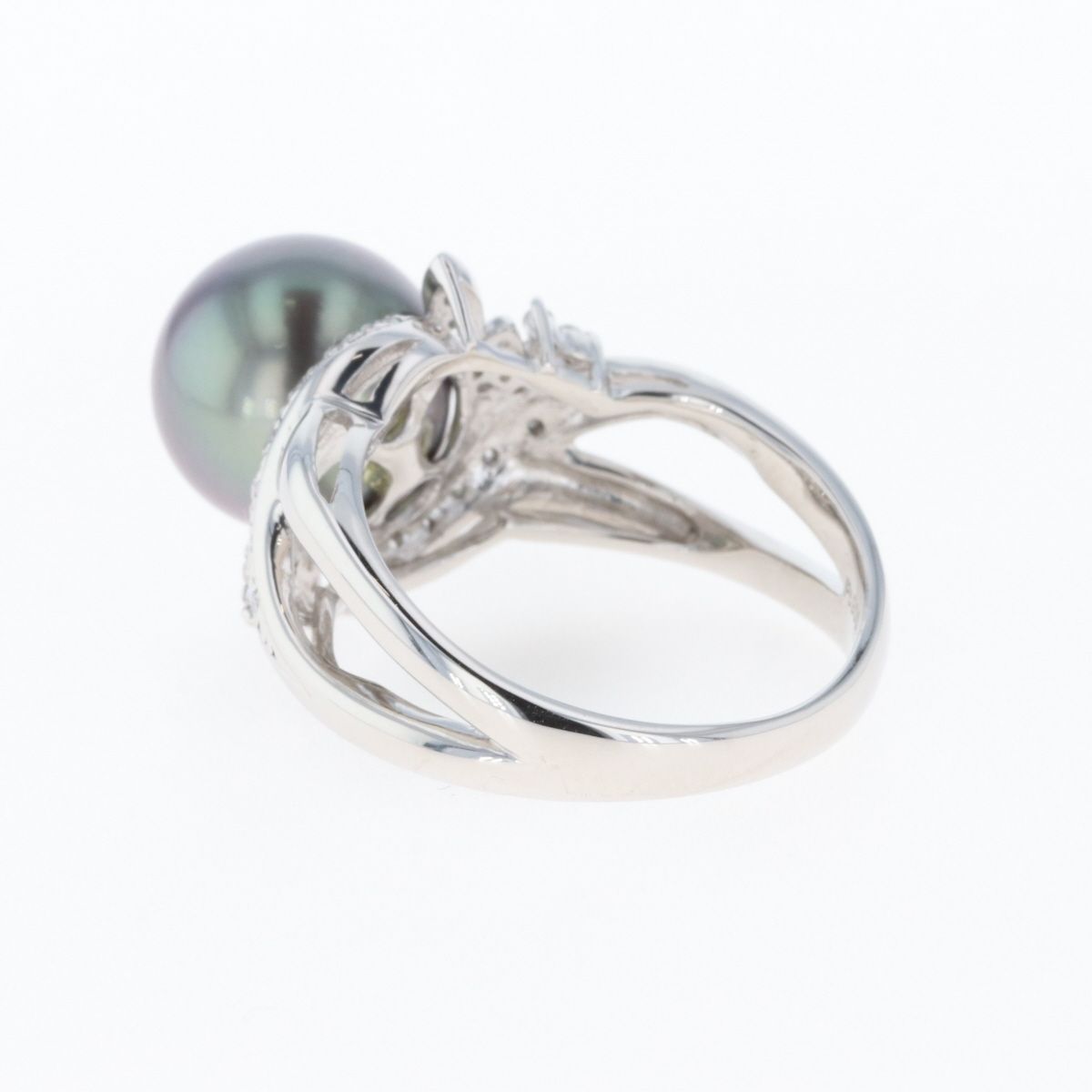 パール デザインリング プラチナ 指輪 メレダイヤ 真珠 リング 18号 