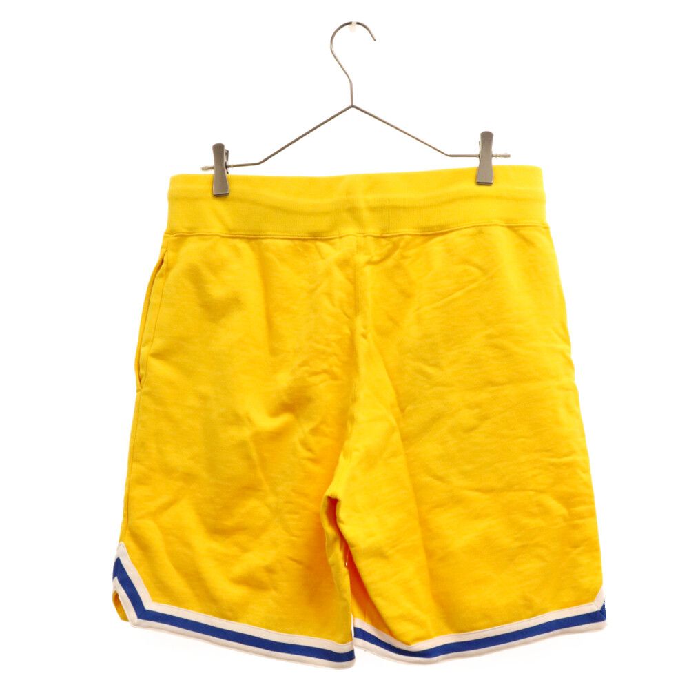A BATHING APE アベイシングエイプ SHARK BASKETBALL SWEAT SHORTS 001SPF201011X シャークバスケットパンツ スウェットハーフパンツ イエロー A BATHING APE (アベイシングエイプ) SHARK BASKETBALL SWEAT SHORTS
