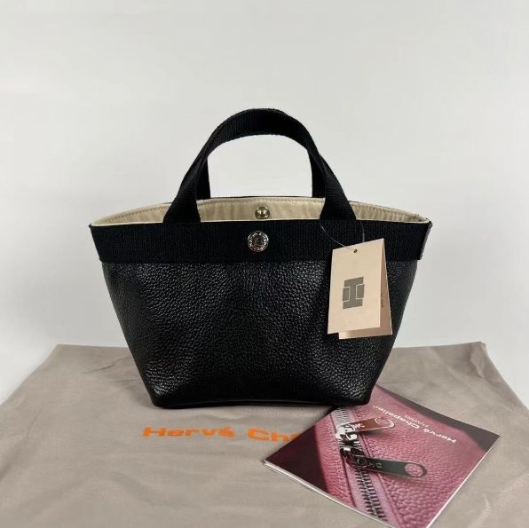 エルベ シャプリエ トートバッグ Herve Chapelier ペブルド グレイン コーテッド キャンバス 701GP NOIR/NOIR 0909