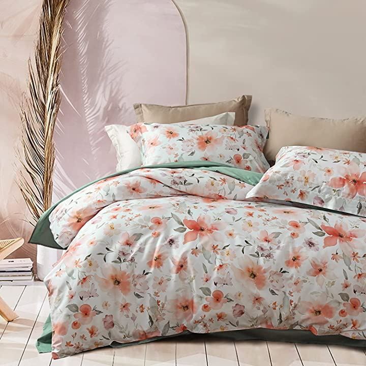 MILDLY 布団カバーセット 4点セット 通気性 60番手高密度織り オリジナル柄デザイン ベッドカバーセット おしゃれ 枕カバーx2 掛け布団カバーx1 マットレスカバーx1(Meffert，  セミダブル・SD)