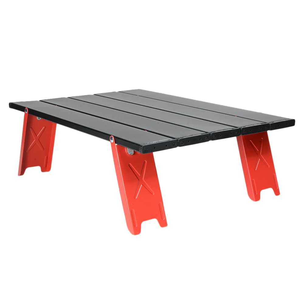 折り畳み式テーブル 四つ脚型 ロールテーブル 屋外用 キャンプ バーベキュー [ ブラックu0026レッド ]