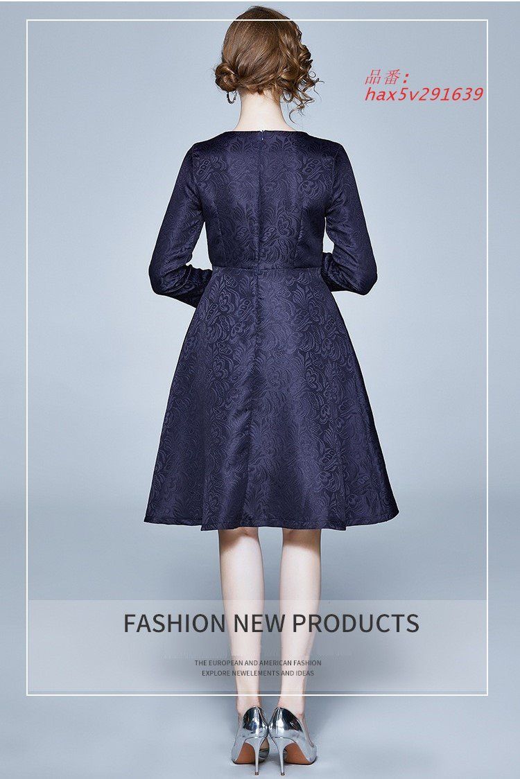 新着 ワンピース M-3L ジャガード織 感 華やか パーティ ミニ フ ー 花柄刺しゅう おでかけ 結婚式 202111 七分袖 202112 通勤 hax5v291639