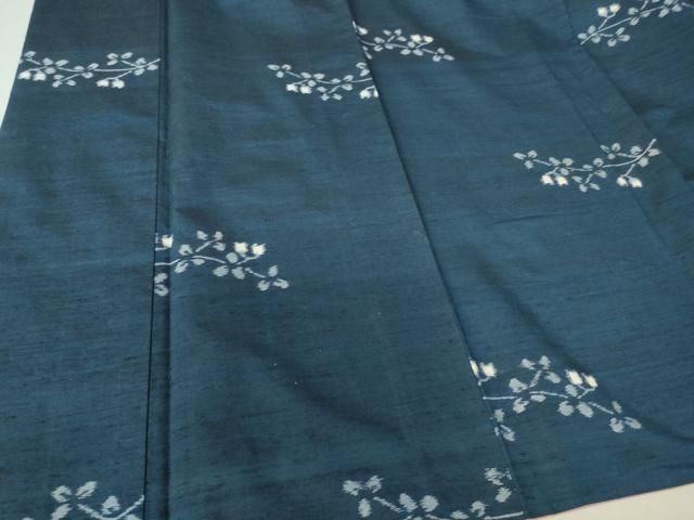 平和屋着物▽上質な紬 花織 単衣 枝花文 正絹 逸品 AAAW7765fy