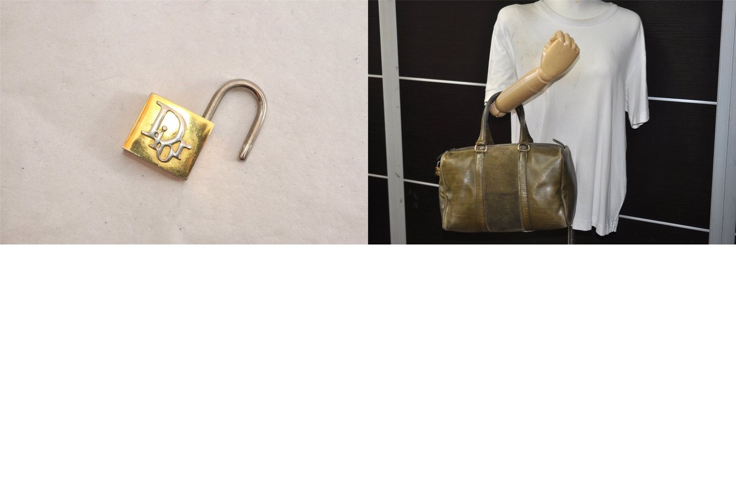Christian Dior ハンドバッグ レザー ヴィンテージ ボストン DIOR トロッターパターンボストンバッグ ネイビー｜VINTAGE QOO
