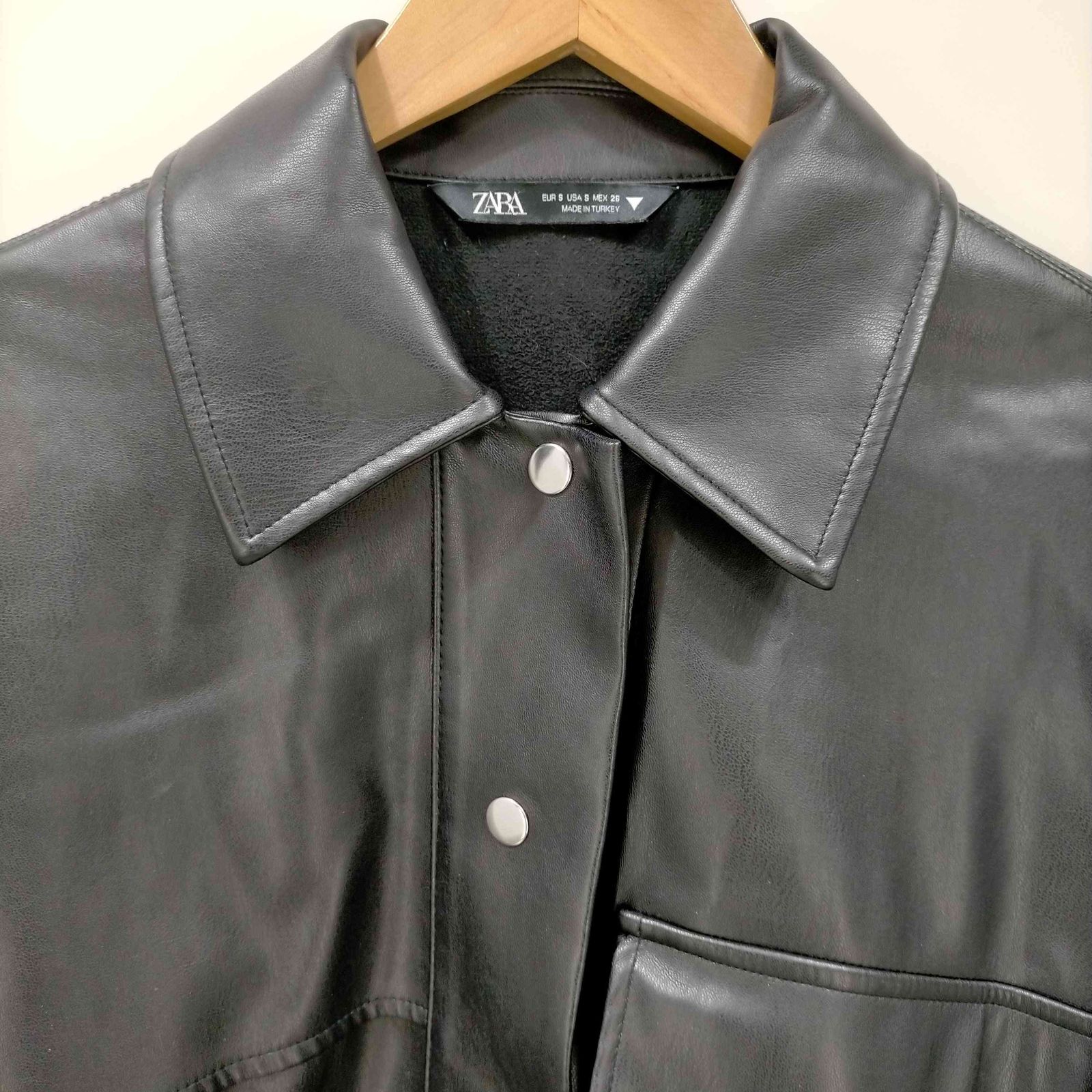 ザラ ZARA フェイクレザーコート レディース S - メルカリ