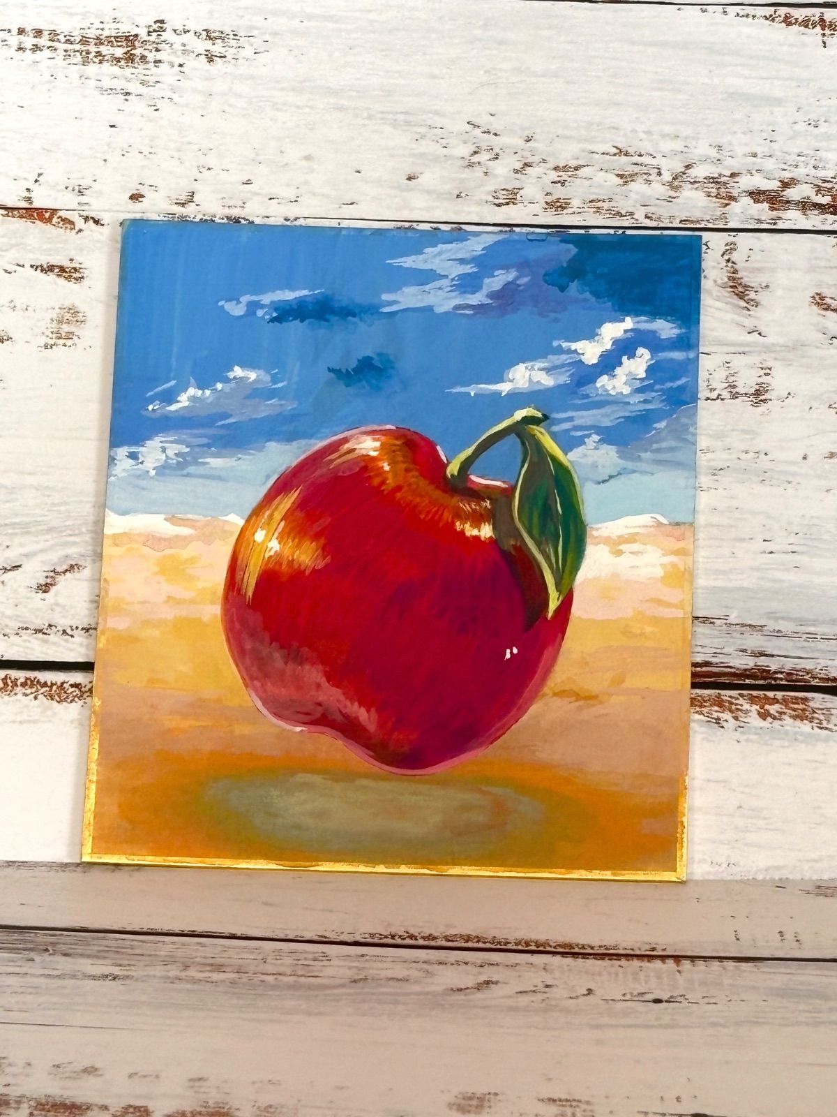 りんごのアクリル画 原画 りんご【原画 アクリル 絵画】 絵画 ちさと 通販 10348539