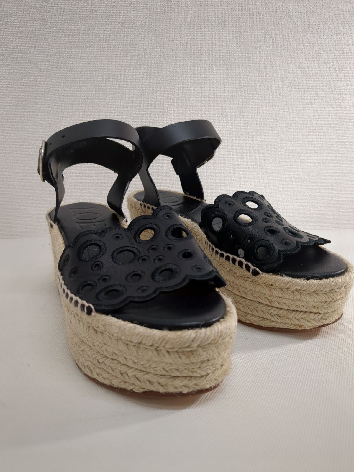LOEWE ロエベ 厚底 サンダル エスパドリーユ パンチング 40 25.5cm  