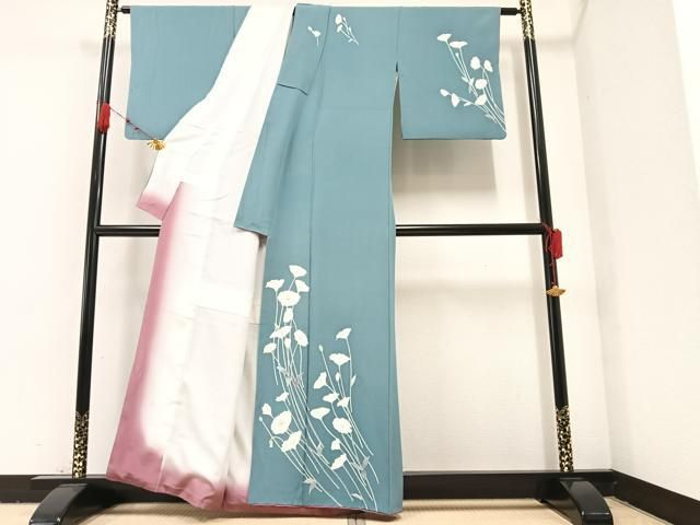 平和屋着物○本加賀友禅作家 寺西英樹 訪問着 草花文 正絹 逸品